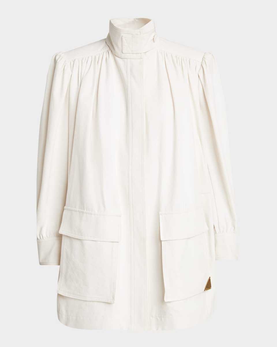 Gathered Puff-Sleeve Cotton Jacket